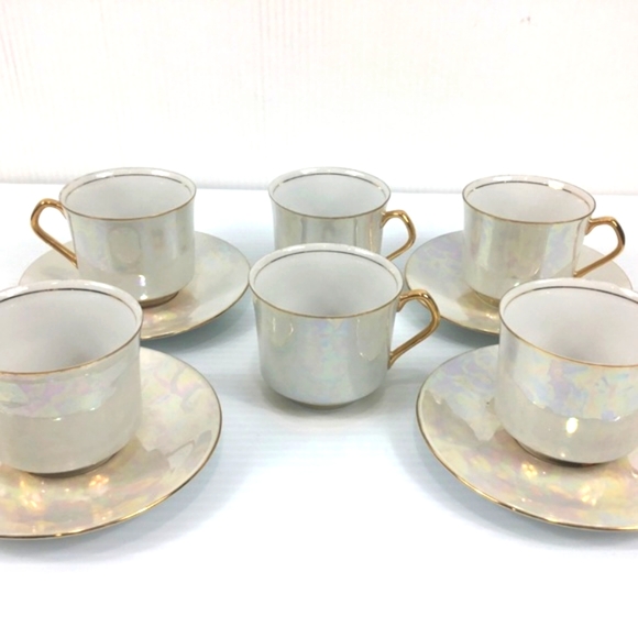 Epiag Other - BRAND NEW 10pc Vtg Epiag Czech Mother of Pearl Lusterware Tea/Coffee Set